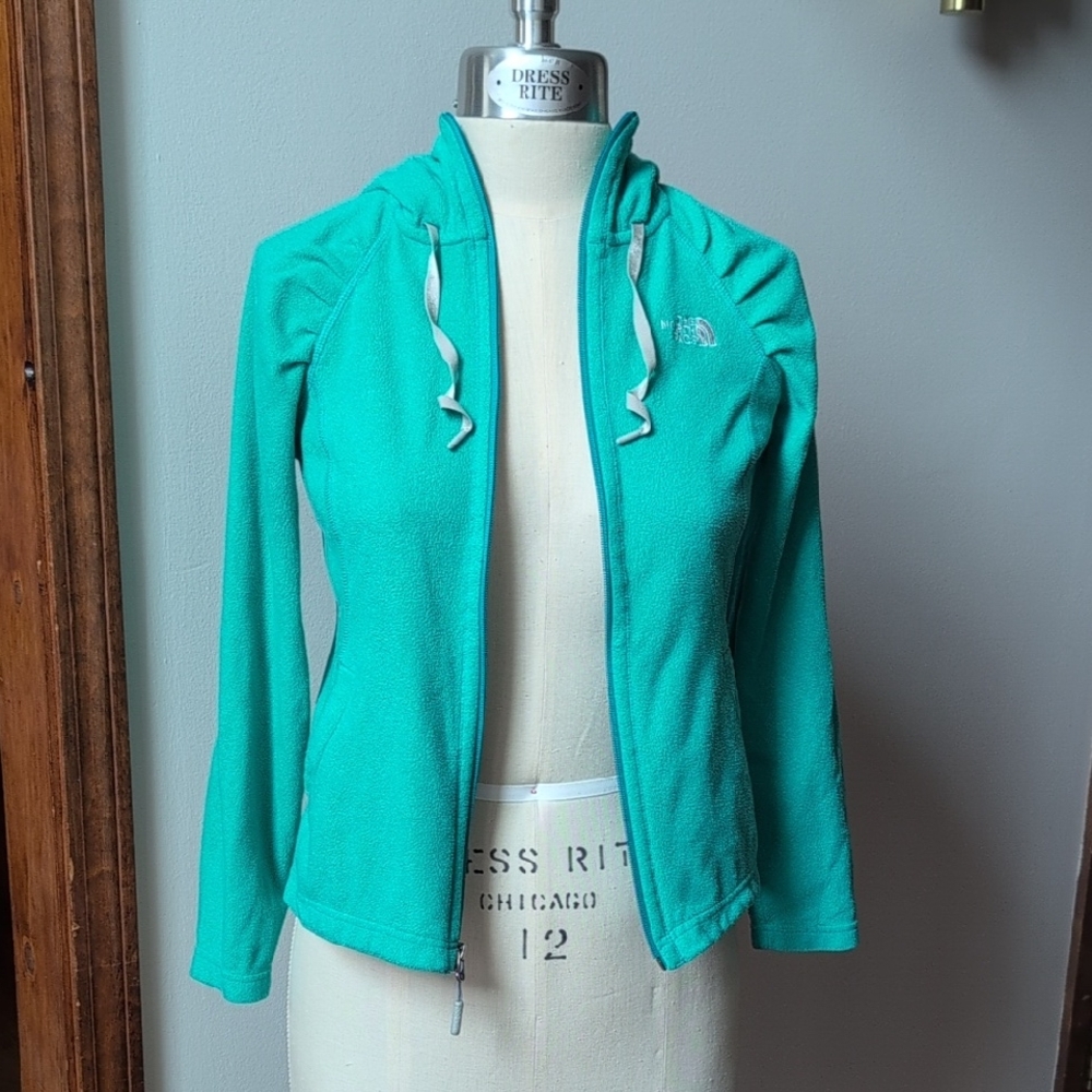 The North Face Teal Terry Fitted Hoodie Size S